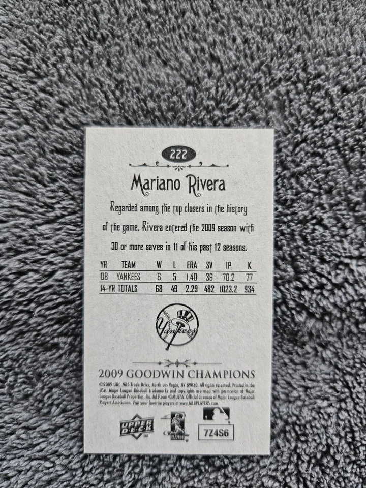2009 Upper Deck Goodwin Champions Mini #222 Mariano Rivera - Image 2 of 2