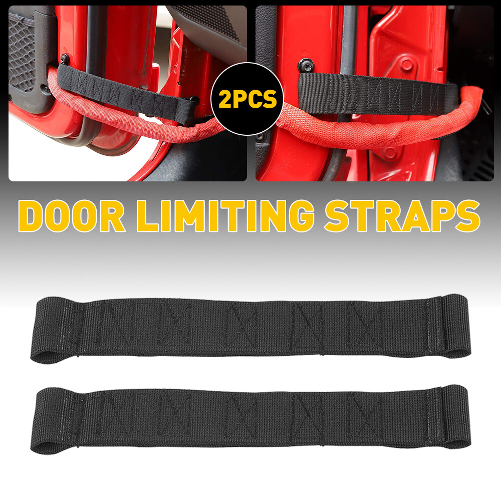 New 2X Black Door Limiting Check Strap Firm For Jeep Wrangler CJ YJ TJ JK JKU