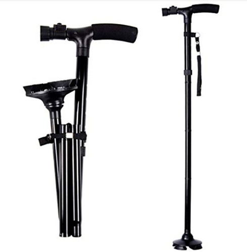 FOLDABLE WALKING STICK WITH LED LIGHT DISABILITY HEAVY DUTY CANE TORCH ALUMINIUM - Picture 22 of 24