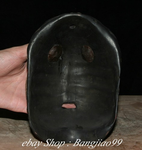 Tibetan Old Silver Wood Wealth Year Fish Flower Evil Beast Skull Head Mask - Picture 7 of 7