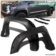 Fit For 2014-20 Toyota Tundra Pocket Rivet Wheel Fender Flares Smooth Black 6pcs
