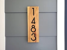 Custom House Number Sign Address Plaque Modern Carved Wood 5x16 7x22 10x32