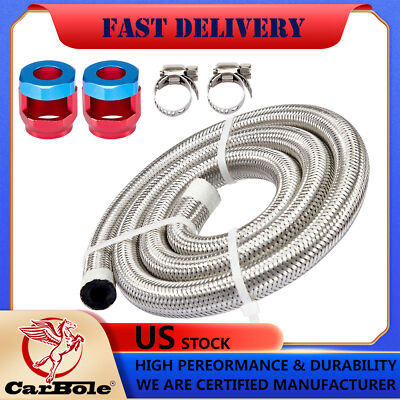 Stainless steel braided fuel hose Kit 5/16''inch 3FT with AN6 Fitting Universal