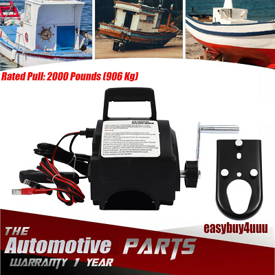 12V 300W Portable Electric Winch 2000LB Remote Towing Hitch Truck Trailer Boat!