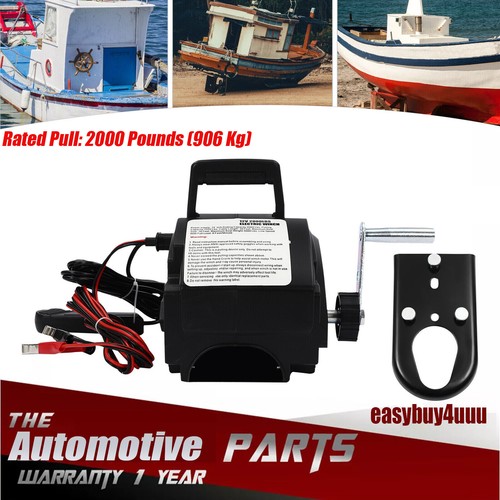12V 300W Portable Electric Winch 2000LB Remote Towing Hitch Truck Trailer Boat!