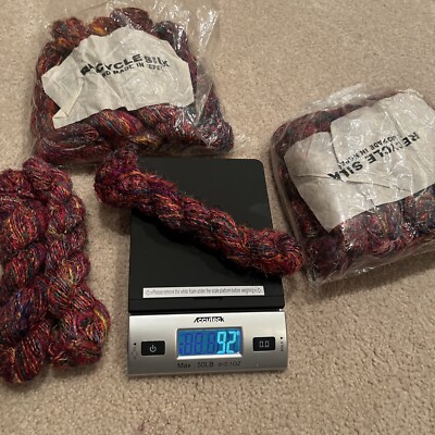 1 Recycled Silk Yarn Nepal 90-100 gr Hand Spun Multicolor Hanks/Skeins 20 Ava!