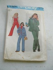 Simplicity Vtg Pattern 8124 Girls Jumpsuit Blouse Unlined Jacket Sz 12 CUT 1977