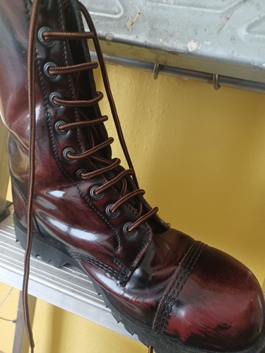 UNDERGROUND- STEEL TOE CAPS – COMMANDO – BOOT – SIZE 5 BURGUNDY RUB-OFF LEATHER - Imagen 5 de 6