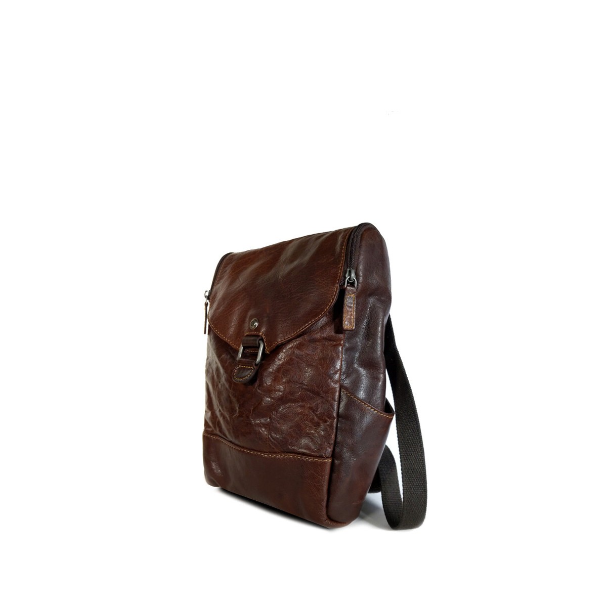 ACK GEORGES Unisex Backpack Voyager Convertible Brown Buffalo Leather Jack Georges Brown Buffalo Leather Small Voyager Convertible  main image 2
