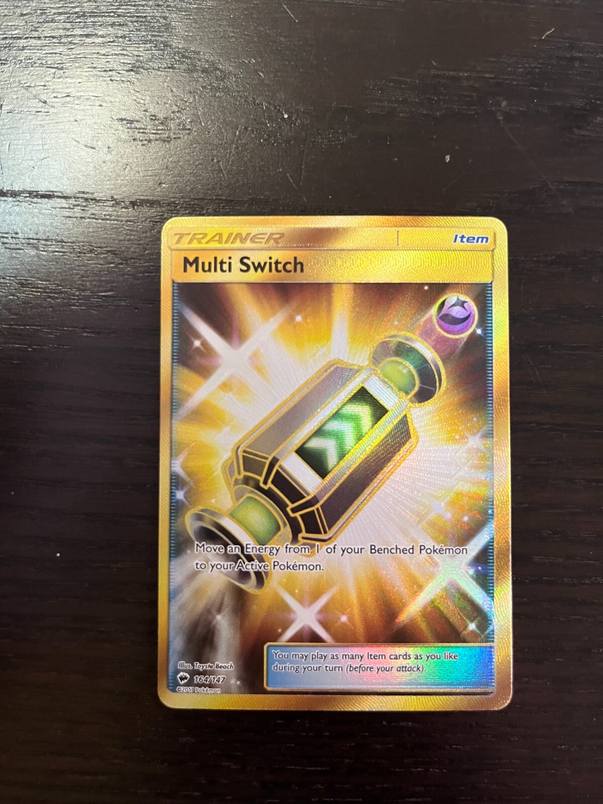 Pokemon Multi Switch Gold Secret Rare S&M Burning Shadows 164/147 NM