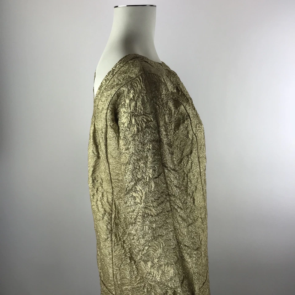 Vestido para mujer VERA WANG dorado brocado lino seda cintura caída obispo manga abullonada 4 Foto 2 de 4