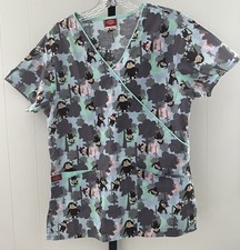 Dickies Woman  s Scrub Nurse Dental Vet Top Monkeys  Trees Size XS