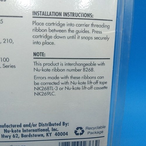 Nu-kote Smith Corona Ribbons 1 Pack of 2 Black Correctable Cartridges NK268-2 - 第 8/9 張圖片