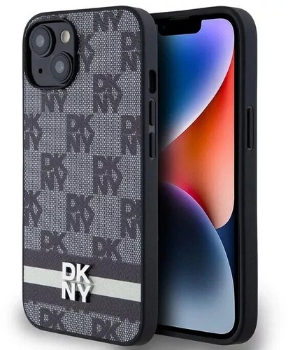 Genuine DKNY Leather Checkered Pattern & Stripe Impact Case for iPhone 12 12 Pro