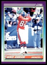 1990 SCORE NFL FOOTBALL Sports Trading Card #182---VANCE JOHNSON, Denver Broncos
