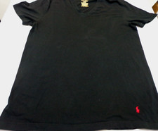 Polo Ralph Lauren Black V-Neck Large Classic Fit T-Shirt Red Pony