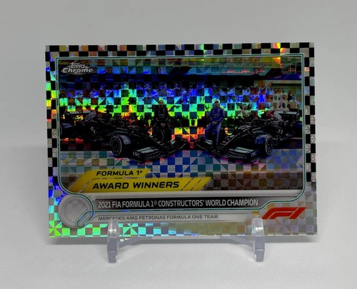 2022 Topps Chrome F1 Mercedes AMG Constructors’ Champs Checker Flag X-Fractor