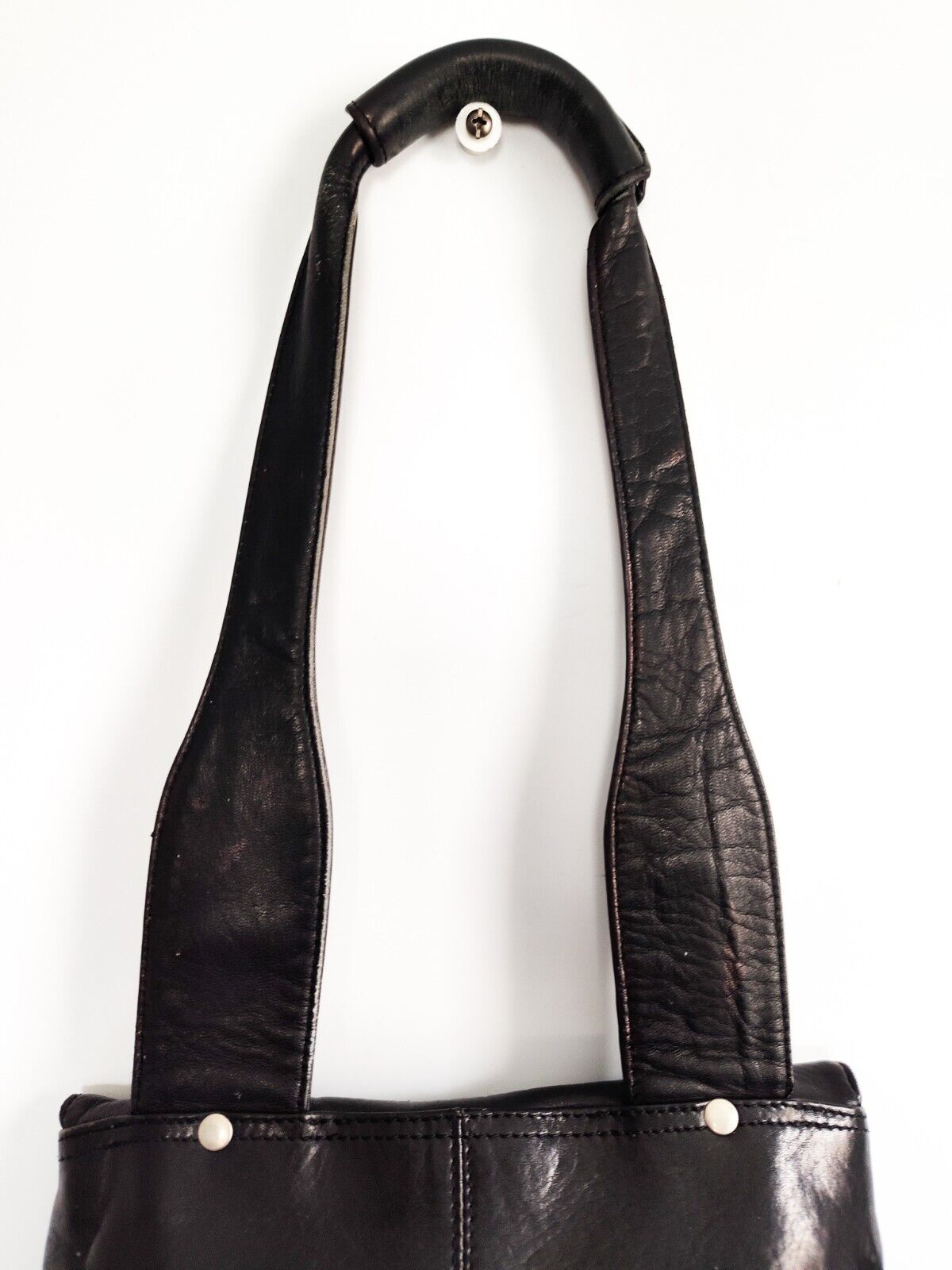 Latico NJ USA Vintage Black Leather Saddlebag Pur… - image 8
