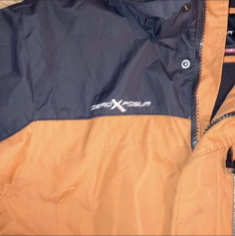 Jaqueta masculina ZeroXposur tamanho grande laranja e cinza carvão forrada de lã com capuz - Imagem 3 de 4