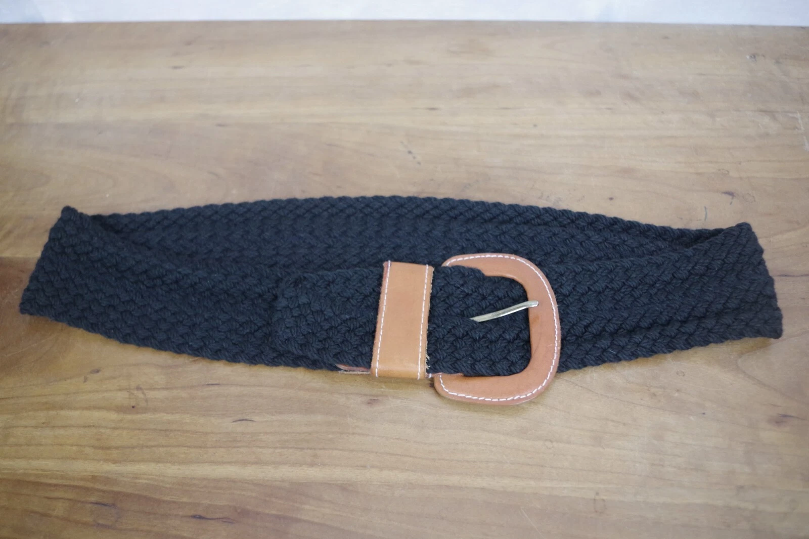 Ceinture femme vintage tissée noire large Christian Dior