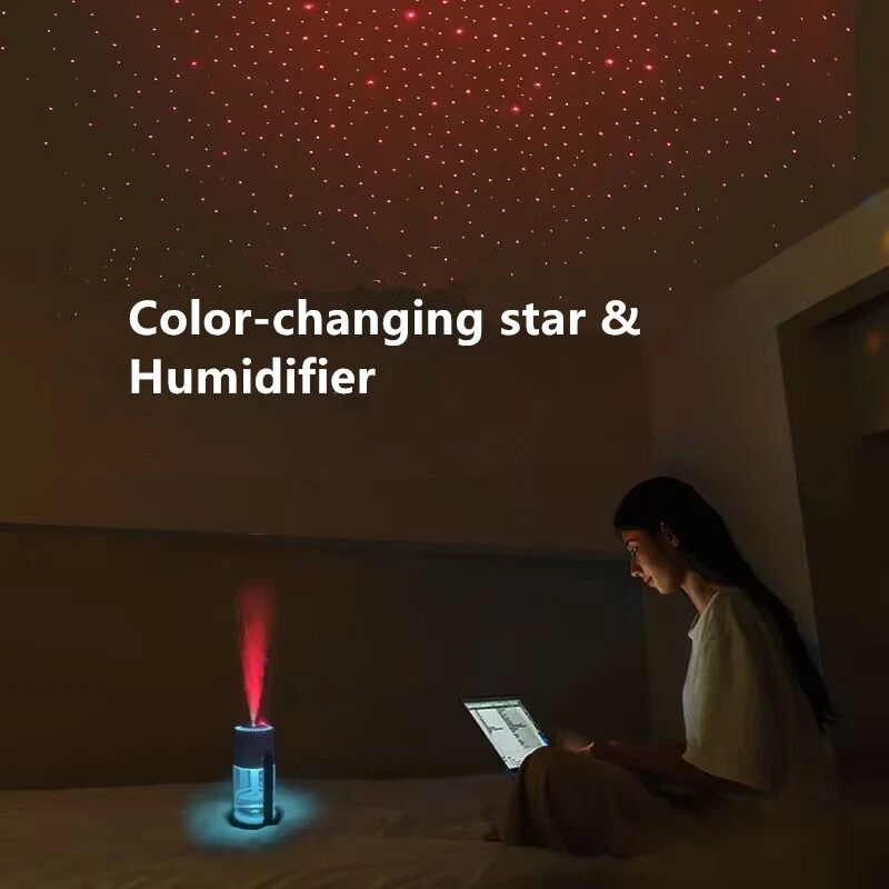 Luz potenciadora ambiente fiesta noche estrellada - Mini humidificador coche con galaxia Foto 2 de 4