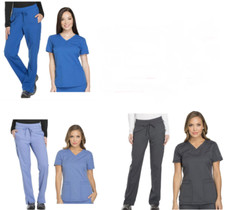 Dickies Womens Scrubs Set Dynamix V-Neck Top DK730 Pants DK130 Pick Size  Color