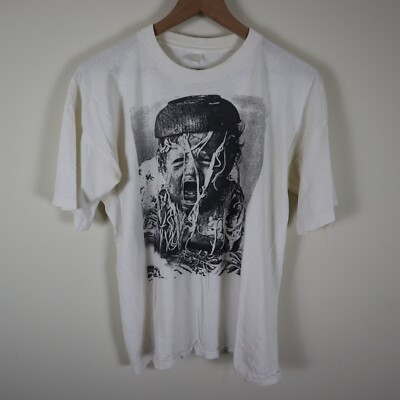 Vintage 80s Spaghetti Baby Bar-F-Art Shirt Single Stitch White Medium 20.5x24
