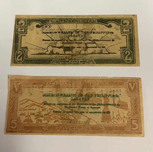 Philippines WW2 Emergency Currency - 1942 - Cagayan- 2 Pesos, 5 Pesos - Picture 2 of 2