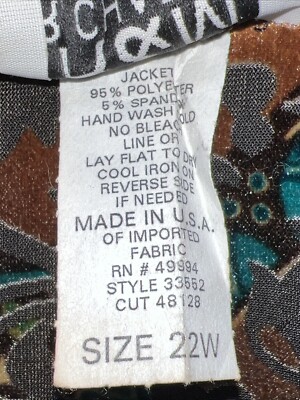 R & M Williams Open Front Jacket Womens 22W Black Vtg Long Sleeve