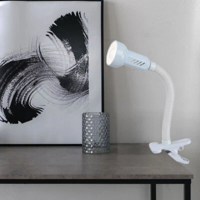 Lampe De Bureau À Pince Lampe De Lecture LED Blanche Bras Flexible Mobile Métal - Photo 1/4