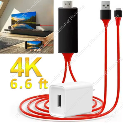 For iPhone 14 13 12 11 6 7 8 HDMI Mirroring Cable Phone to TV HDTV Adapter 1080P