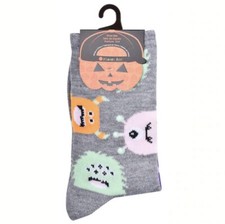 Planet Sox Kids Halloween Socks Grey Monsters Shoe Size 10-4 New Free Shipping