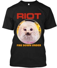 Riot V Fire Down Under American Vintage Graphic Logo T-Shirt S-5XL