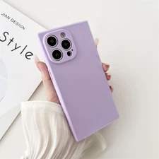For iPhone 16 Pro 15 14 13 12 11 XR Square Solid Color Shockproof TPU Phone Case