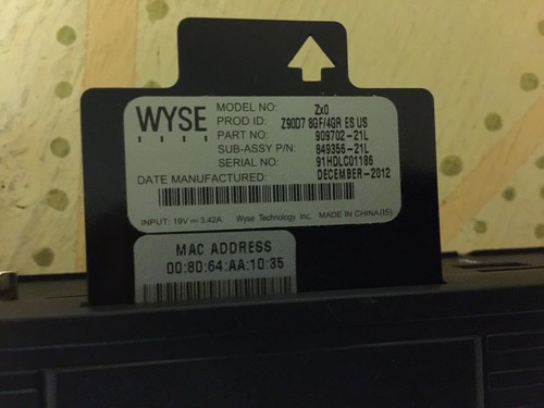 Wyse Z90D7 Thin Client 1.65GHz AMD T56N dual core, 8GB Flash, 4GB Ram - Picture 3 of 3