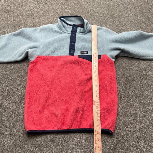 Patagonia Sweater Youth Large Pink Blue Lightweight Synchilla Snap T Pullover - Picture 7 of 9