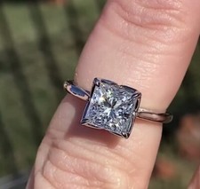 1.50 Ct Princess Solitaire Art Deco Engagement Ring, Classic Anniversary Gift