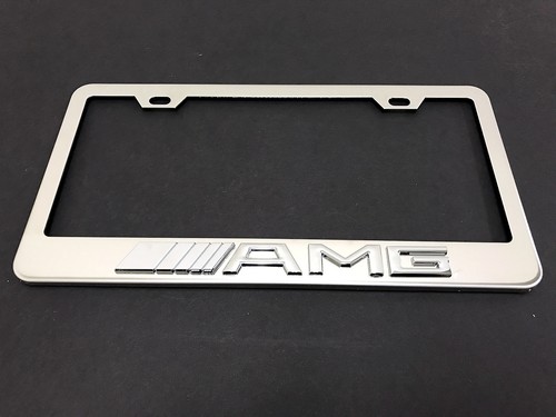 1pc 3D ///AMGemblem - BLACK Stainless Steel License Plate Frame - Foto 9