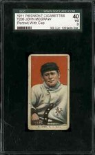 1909 T206 John McGraw Portrait with Cap Piedmont - SGC 40
