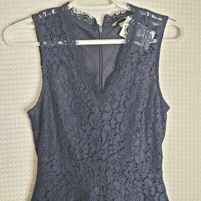 h&m short a line dress H&M Women's Black V-Neck Short Cap Sleeve Tie Waist A-Line Midi Dress Size 6