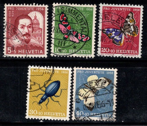 Schweiz 1956 Mi. 632-636 gebraucht 100% Pro Juventute, Schmetterlinge, Fauna