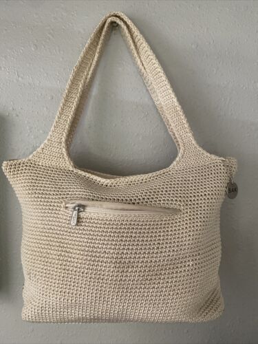 The Sak Purse, Shoulder Bag Woven Ivory Off White, Double Handle - Picture 1 of 10