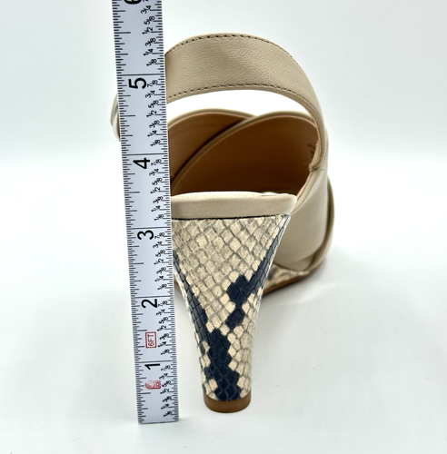 Banana Republic Taupe Leather Crossover Wedge Sandals ~Size 7.5~ Snakeskin Heel - Picture 13 of 15