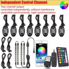 12x RGB LED Pods Rock Lights Kit Underbody Neon Music Light Lamp Bluetooth APP
