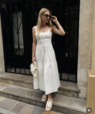 ZARA NWT 139 FRAYED JACQUARD DRESS ZW COLLECTION WHITE 2919/196
