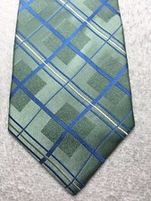 STAFFORD MENS TIE GREEN WITH BLUE AND WHITE 3.75 X 60 NWOT
