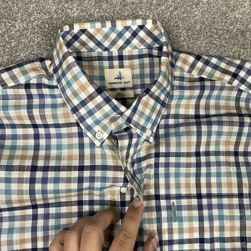 Johnnie O Shirt Mens L Niagara Damien Button Down Check Plaid Stretch Casual - Picture 3 of 9