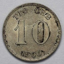 1900 Sweden Silver 10 Ore KM755
