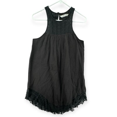 NWT Volcom Tank Dress Womens Small Short Black Lace Trim U Hem Racerback