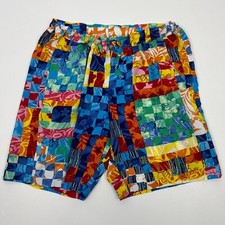 Vintage Jams World Shorts Sz M Hawaiian Quiltart Patchwork Skater Surfer Rare